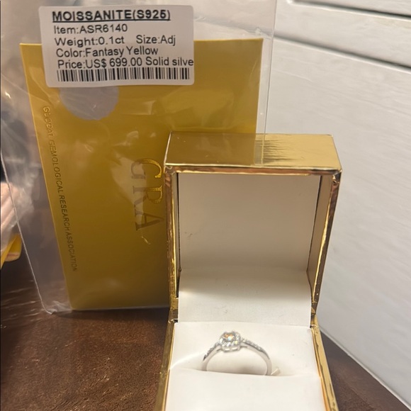 Moissanite Silver Ring - adjustable $699 Retail